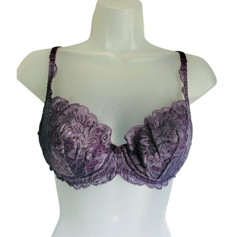 Vintage (01) Victoria's Secret Bra 36A Purple Lace Lined Bra